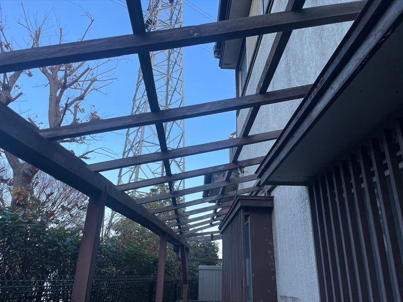 既存波板屋根 撤去作業